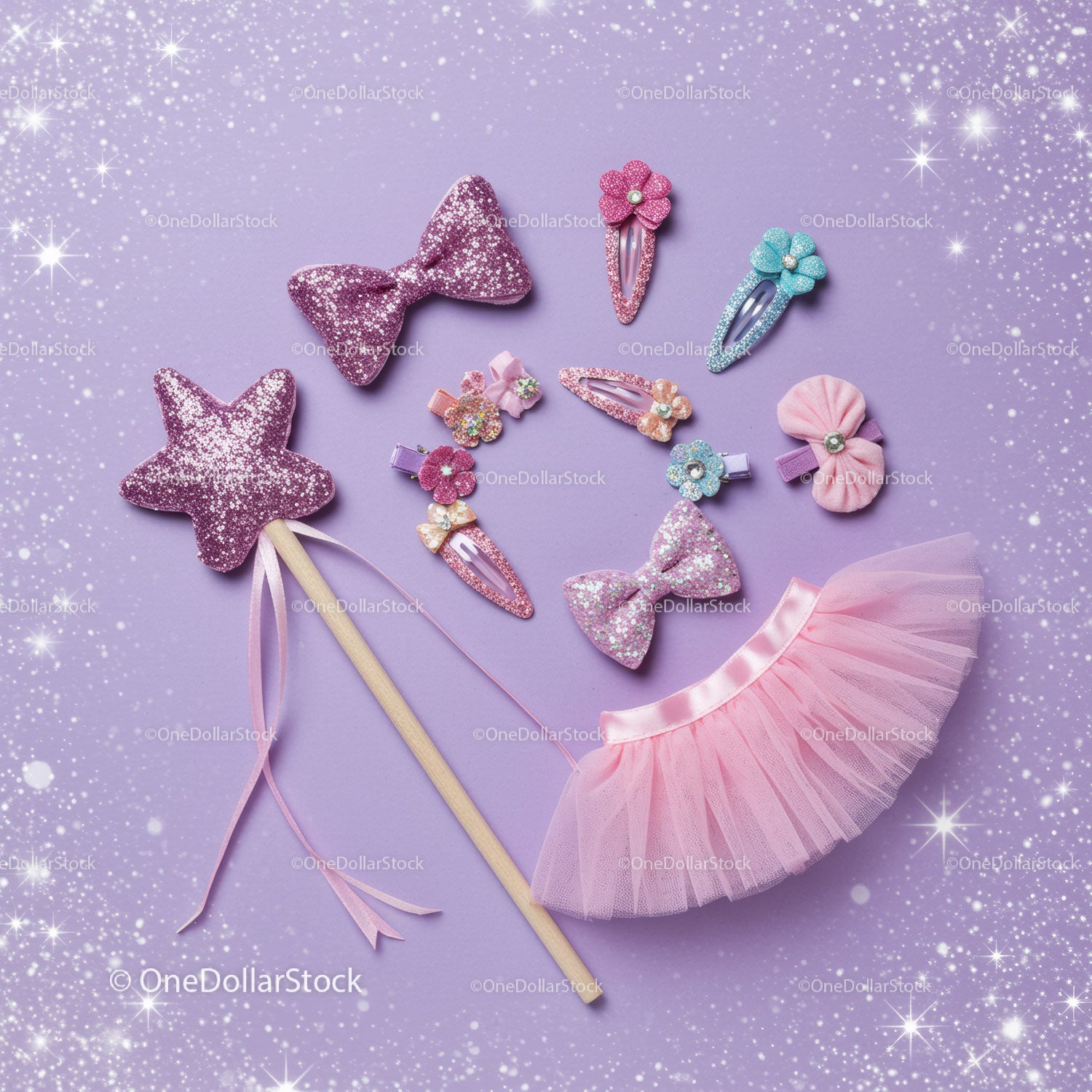 Glittery Pink and Purple Princess Dress-Up Accessories Set