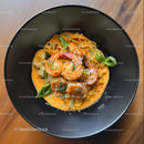 Seafood Pasta with Shrimp and Fresh Basil in Creamy Orange Sauce