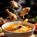 Steaming Chicken Noodle Soup with Fresh Vegetables