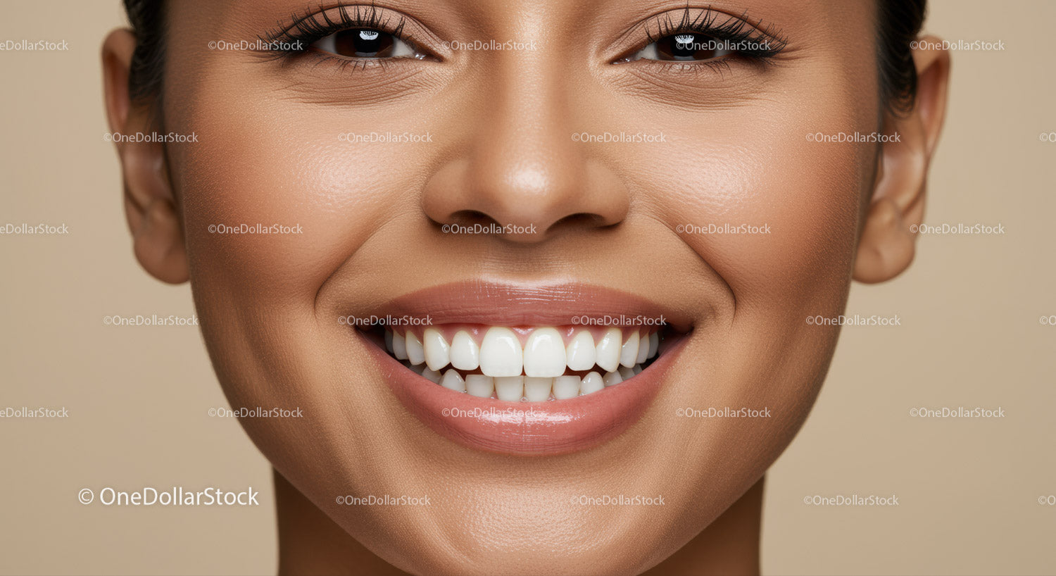 Close-up of cheerful woman with radiant smile