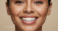 Close-up of cheerful woman with radiant smile
