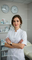 Female Healthcare Professional Standing Confidently in Clinic