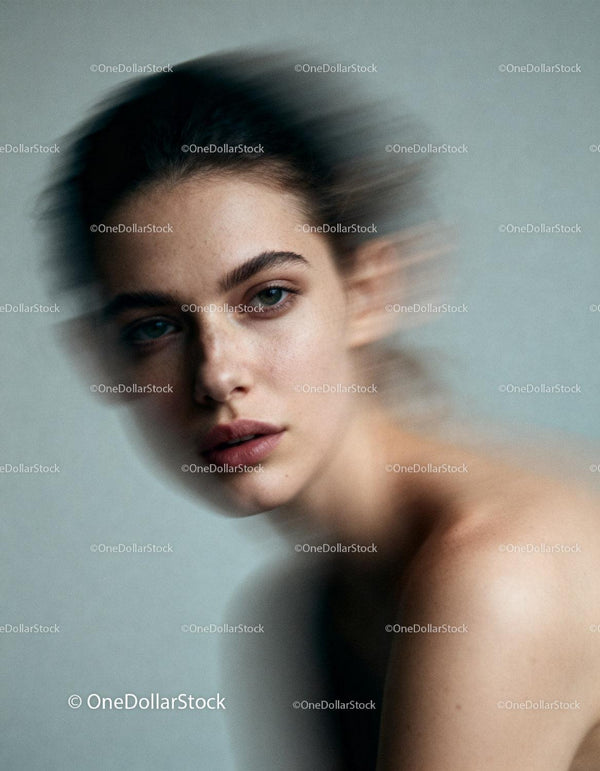 Portrait of a young woman with blurred motion effect