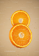 Fresh Orange Slices Submerged in Sparkling Water