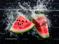Fresh Watermelon Slices Splashing Water High Resolution Food Photography
