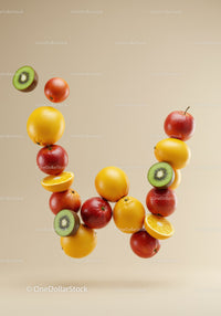 Fresh Fruits Arranged in Artistic Letter W Shape