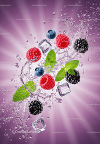 Fresh Mixed Berries With Mint and Splashing Water