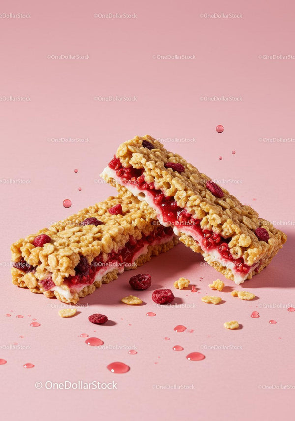 Crispy Granola Bars with Berry and Cream Filling