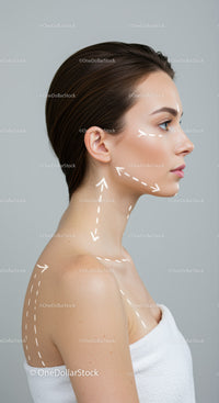Elegant Woman with Perfect Facial Contours for Skincare Concept