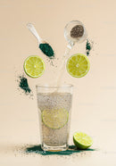 Refreshing lime chia drink with superfood powder mix