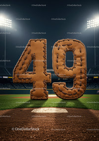 Baseball Themed Number Forty Nine with Leather Texture