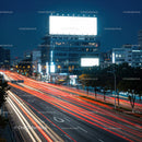 City highway with vibrant light trails at night