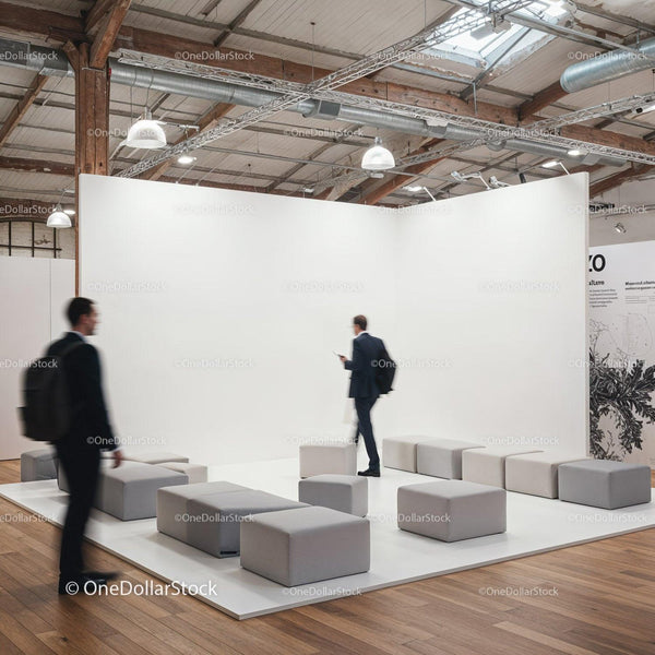 Modern Minimalist Waiting Area in Industrial Space JPG Mockup Image