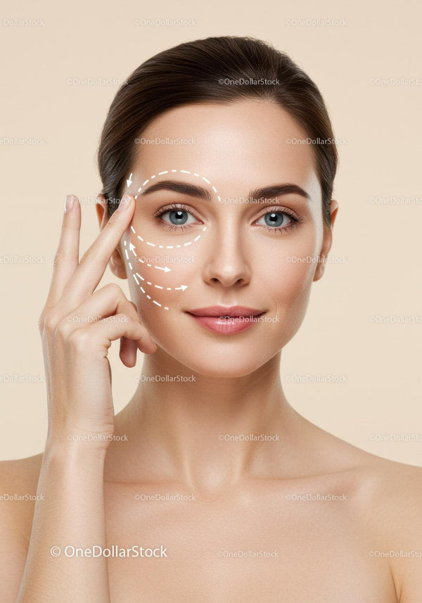Beautiful Woman Demonstrating Facial Skincare and Beauty Routine