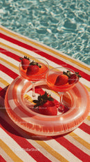 Strawberry Cocktails by the Poolside with Colorful Towel