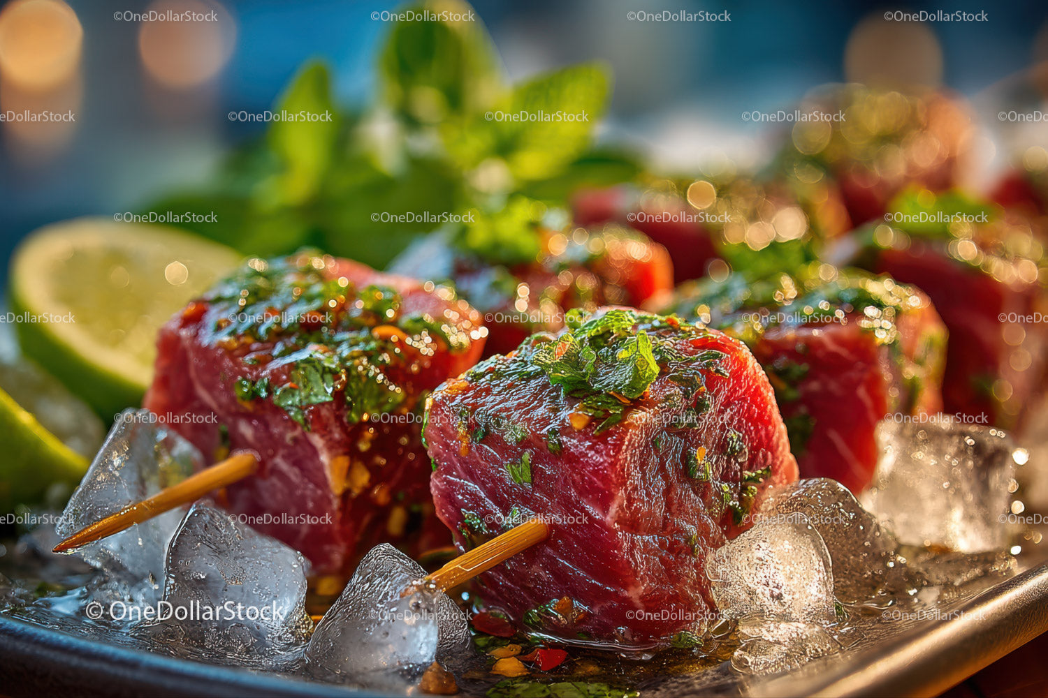 Fresh Beef Skewers with Herbs and Lime for Summer Grilling