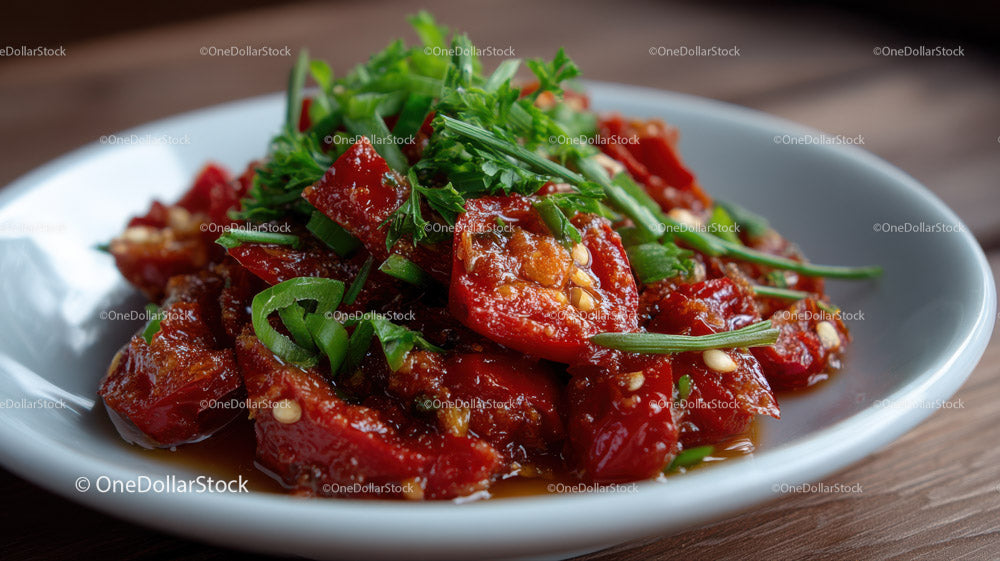 Spicy Chili Pepper Dish with Fresh Red and Green Peppers