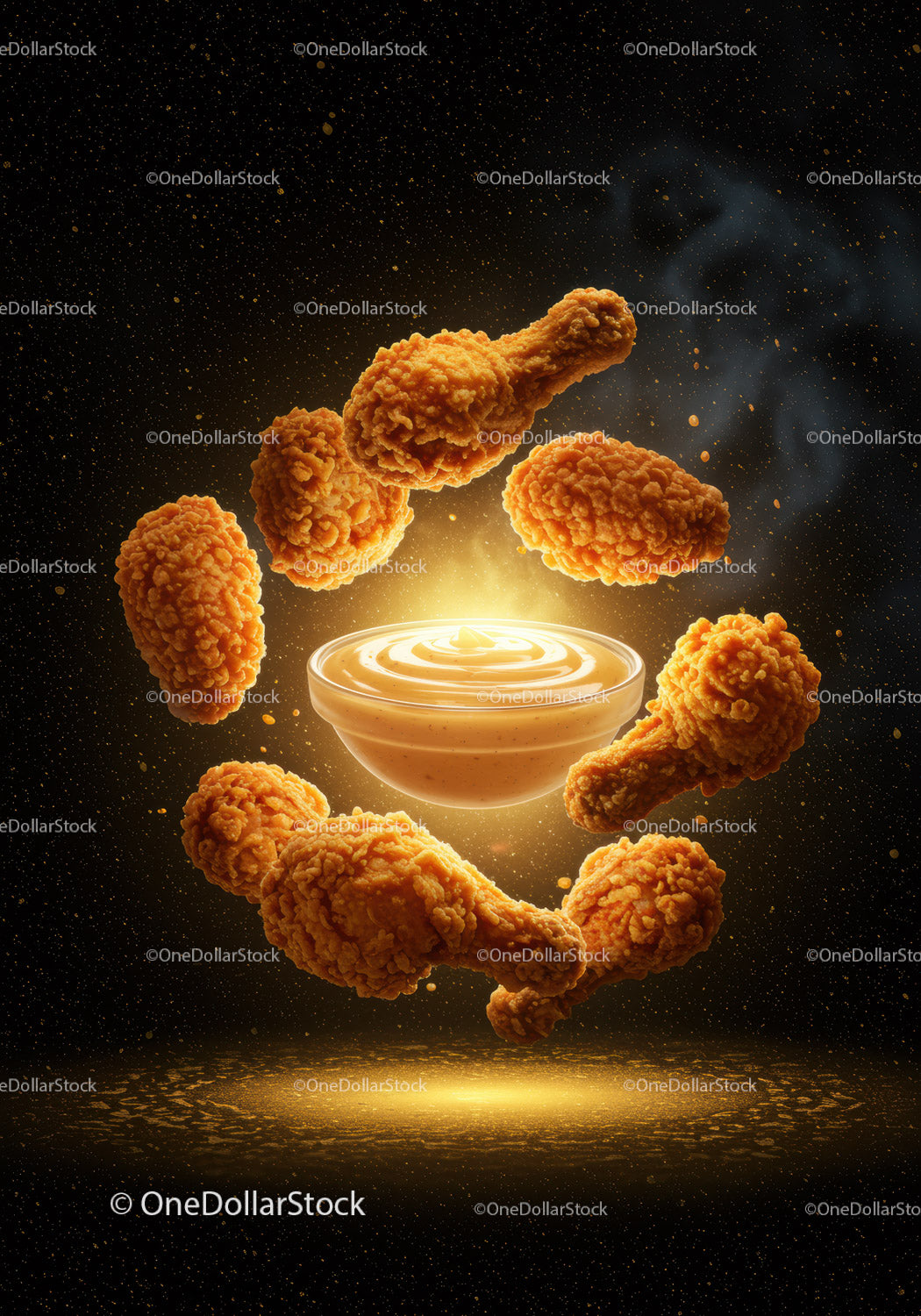 Crispy Fried Chicken Drumsticks Around Dipping Sauce