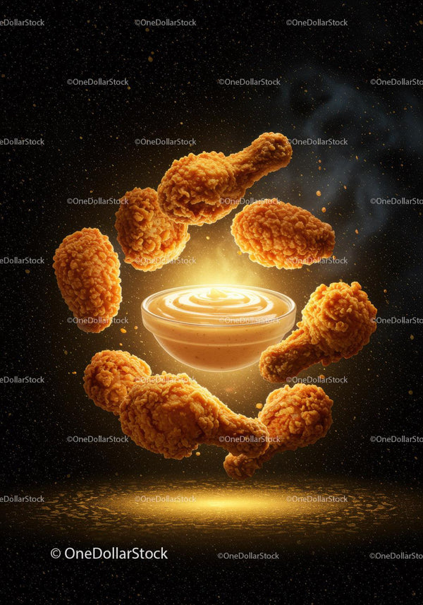 Crispy Fried Chicken Drumsticks Around Dipping Sauce
