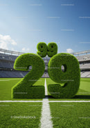 Green Grass Numbers 29 and 99 on Soccer Field