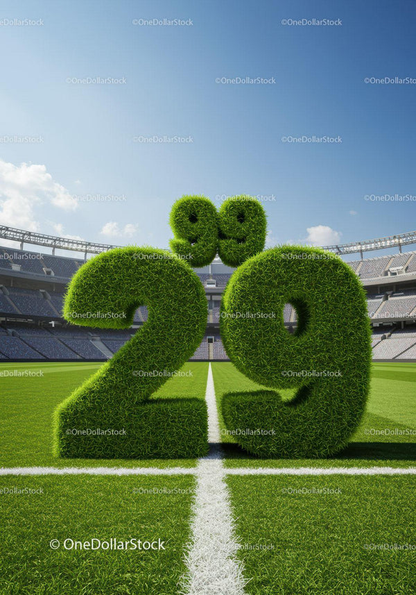 Green Grass Numbers 29 and 99 on Soccer Field