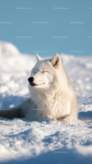 Majestic Arctic Fox Relaxing in a Snowy Landscape