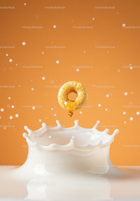 Honey Dripped Cereal Ring Splashing Milk
