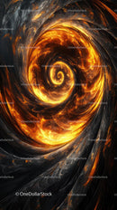 Fiery Spiral of Cosmic Energy Abstract Digital Art