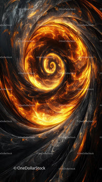 Fiery Spiral of Cosmic Energy Abstract Digital Art