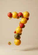 Number Seven Composed of Fresh Citrus and Berries
