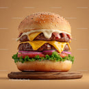 Gourmet Double Cheeseburger with Fresh Vegetables and Melted Cheese