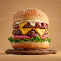 Gourmet Double Cheeseburger with Fresh Vegetables and Melted Cheese