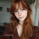 Young Woman with Red Hair and Blue Eyes in Casual Indoor Setting