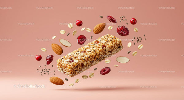 Zdrowy batonik granola z migdałami i suszonymi żurawinami