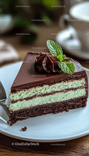 Chocolate Cake with Mint Cream Layers and Chocolate Glaze