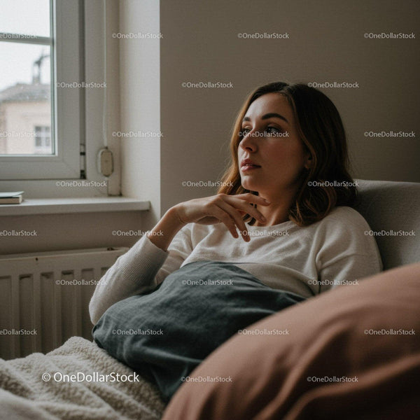 Relaxed Woman Sitting on Bed Near Window in Natural Light