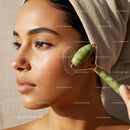 Close-Up of Woman Receiving Jade Roller Facial Massage for Skin Rejuvenation