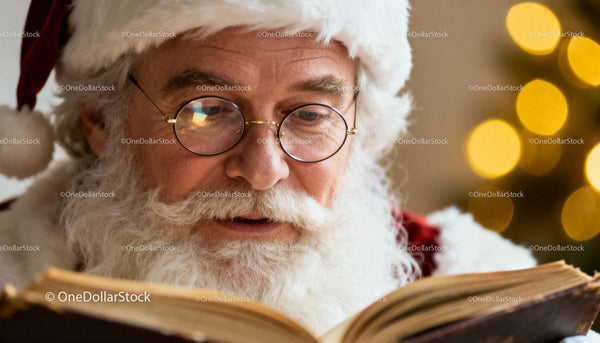 Santa Claus Reading a Magical Christmas Storybook