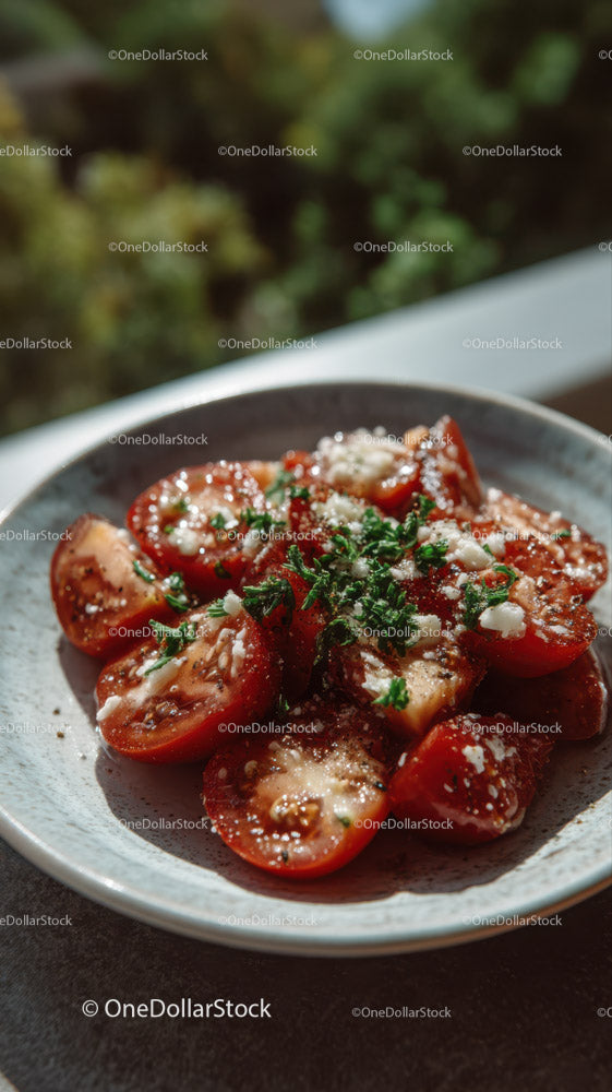 Fresh Cherry Tomato Salad with Herbs and Cheese