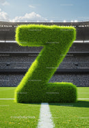 Giant Grass Covered Letter Z on Football Field