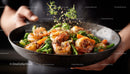 Fresh Shrimp and Vegetable Stir-Fry in a Wok