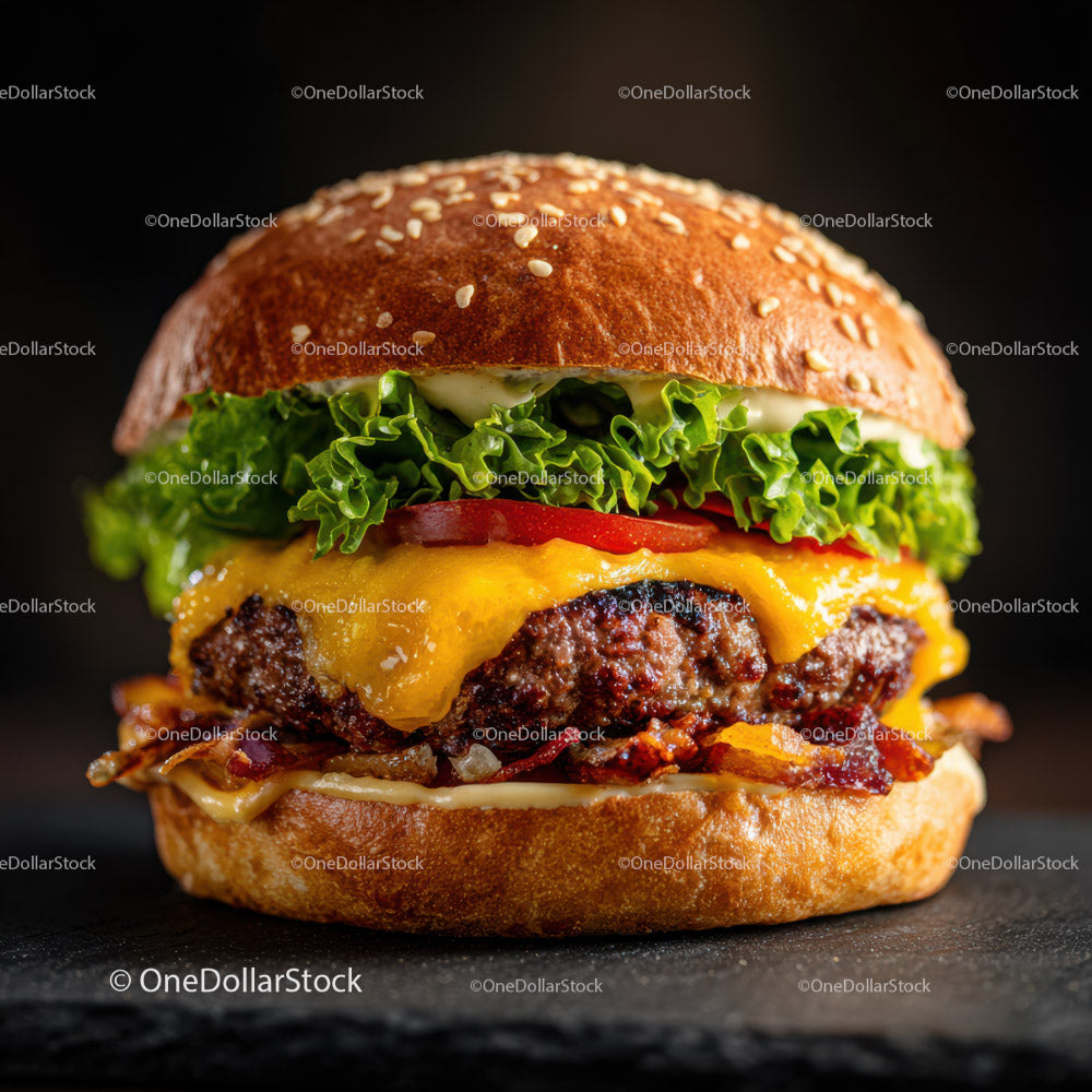 Gourmet Cheeseburger with Lettuce Tomato and Cheese