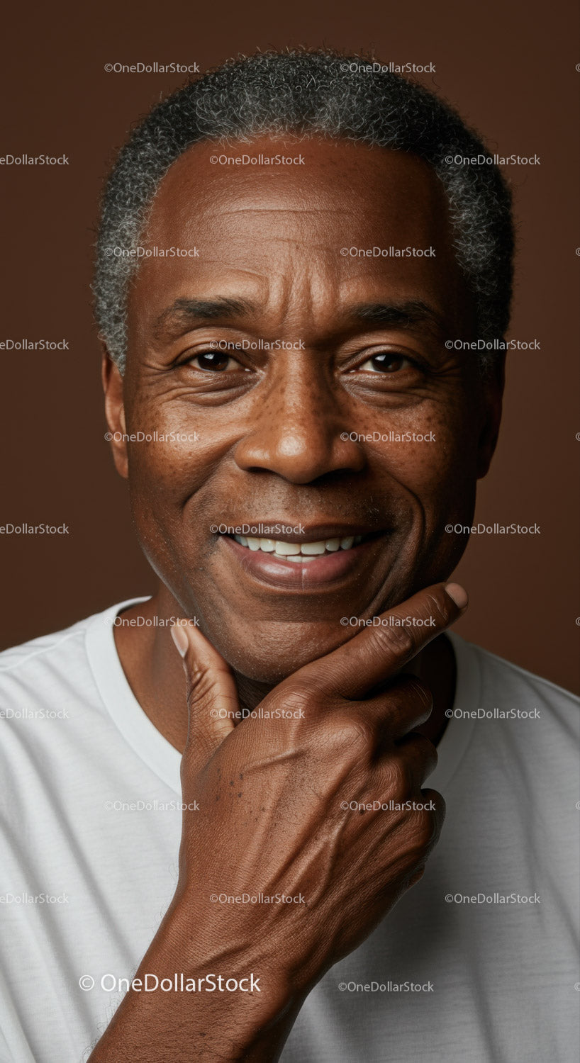 Confident Smiling Elderly Man Portrait with Warm Background