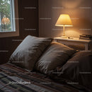 Cozy Bedroom with Bedside Lamp and Soft Bedding for Relaxation