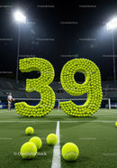 Tennis Balls Forming Number Thirty Nine on Court