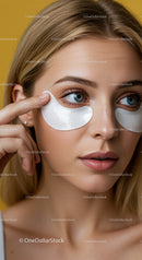 Young Woman Applying Under Eye Patches for Skin Rejuvenation