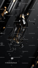 Elegant Black Liquid Drop with Gold Highlights for Modern Design