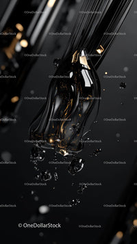 Elegant Black Liquid Drop with Gold Highlights for Modern Design