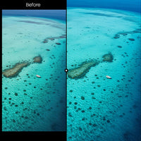 Before and after Ocean Lightroom preset edit