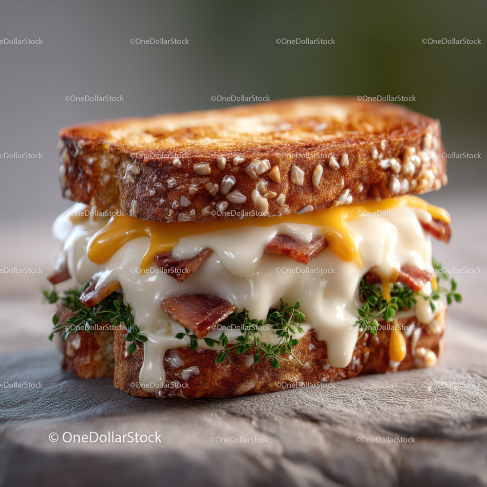 Gourmet Bacon and Cheese Sandwich on Toasted Bread